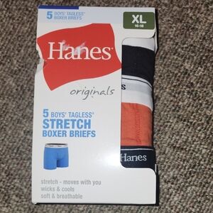 Hanes Originals Boys' Stretch Boxer Briefs XL - Black, White, Orange